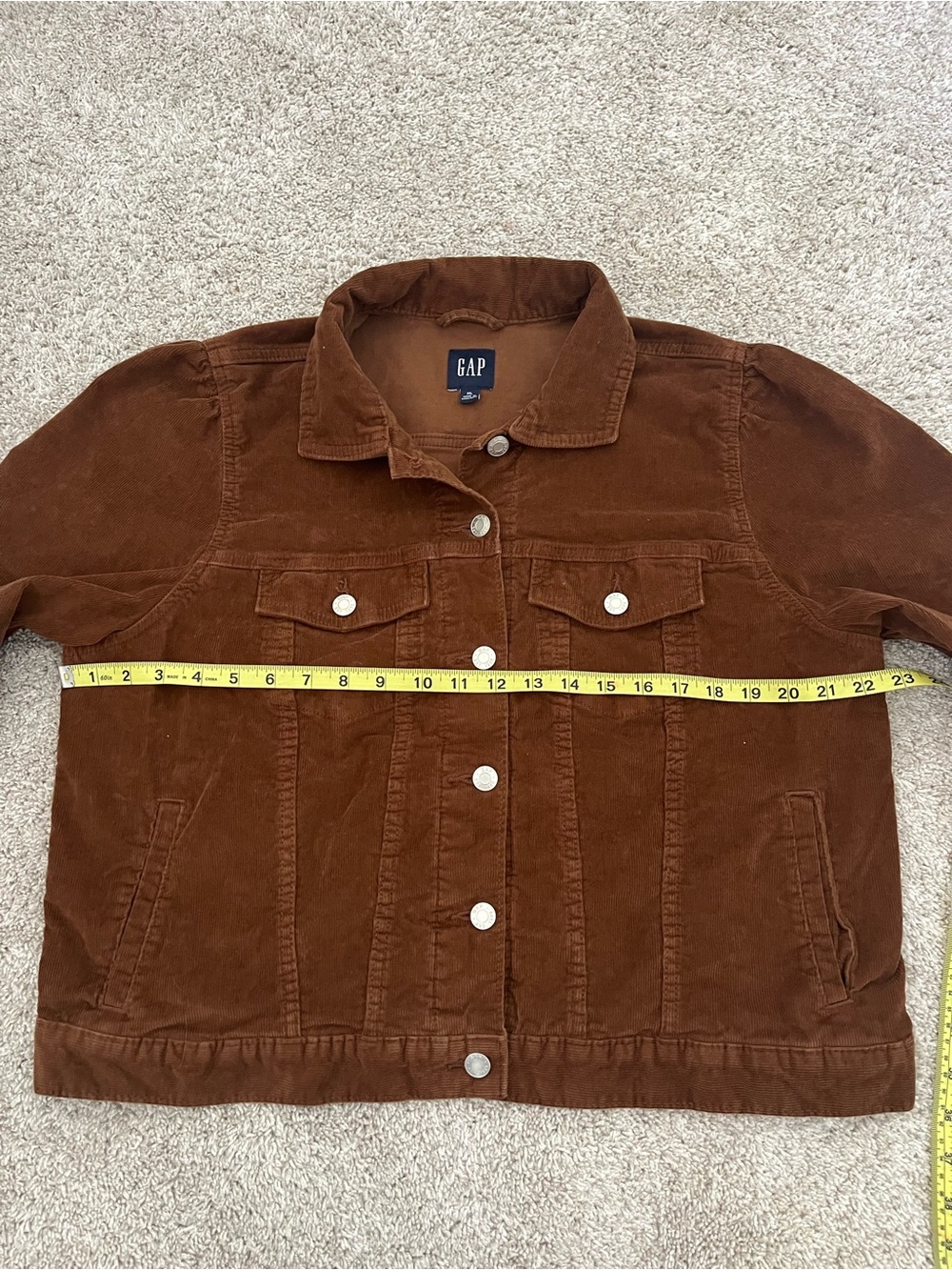 Gap Women's Brown Puff Sleeve Icon Corduroy Trucker Jacket Size XL Y2K 90s - Picture 9 of 11